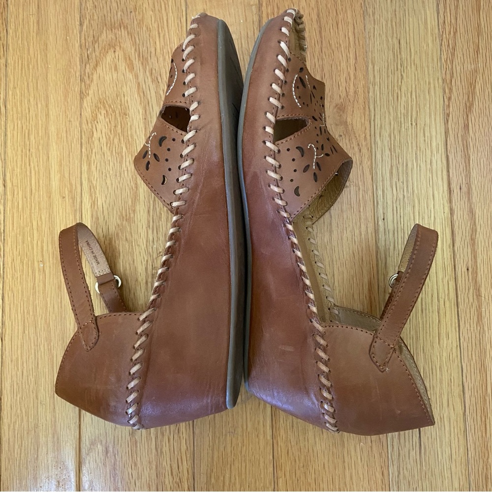 PIKOLINOS Margarita Brown Leather Wedge Sandals Size 41 Cut Out Comfort Boho - Picture 7 of 12